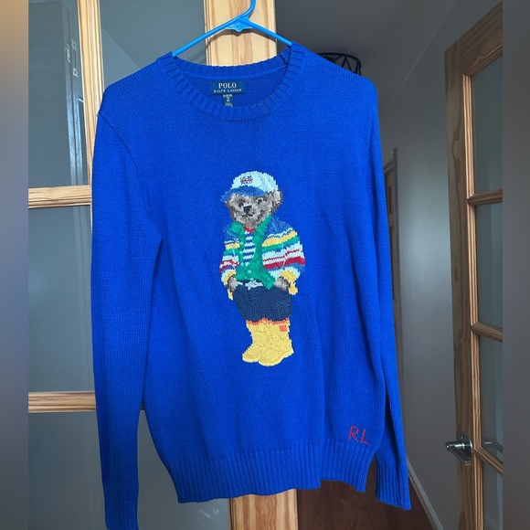 Polo by Ralph Lauren Vibrant Blue Sweater with Bear Motif - Picture 1 of 1